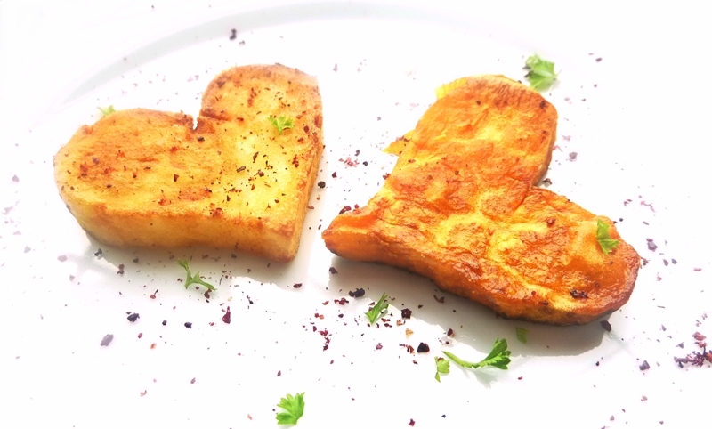 fried potatoes heart shaped valentines day