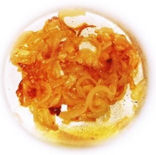 caramlising onions in the pan